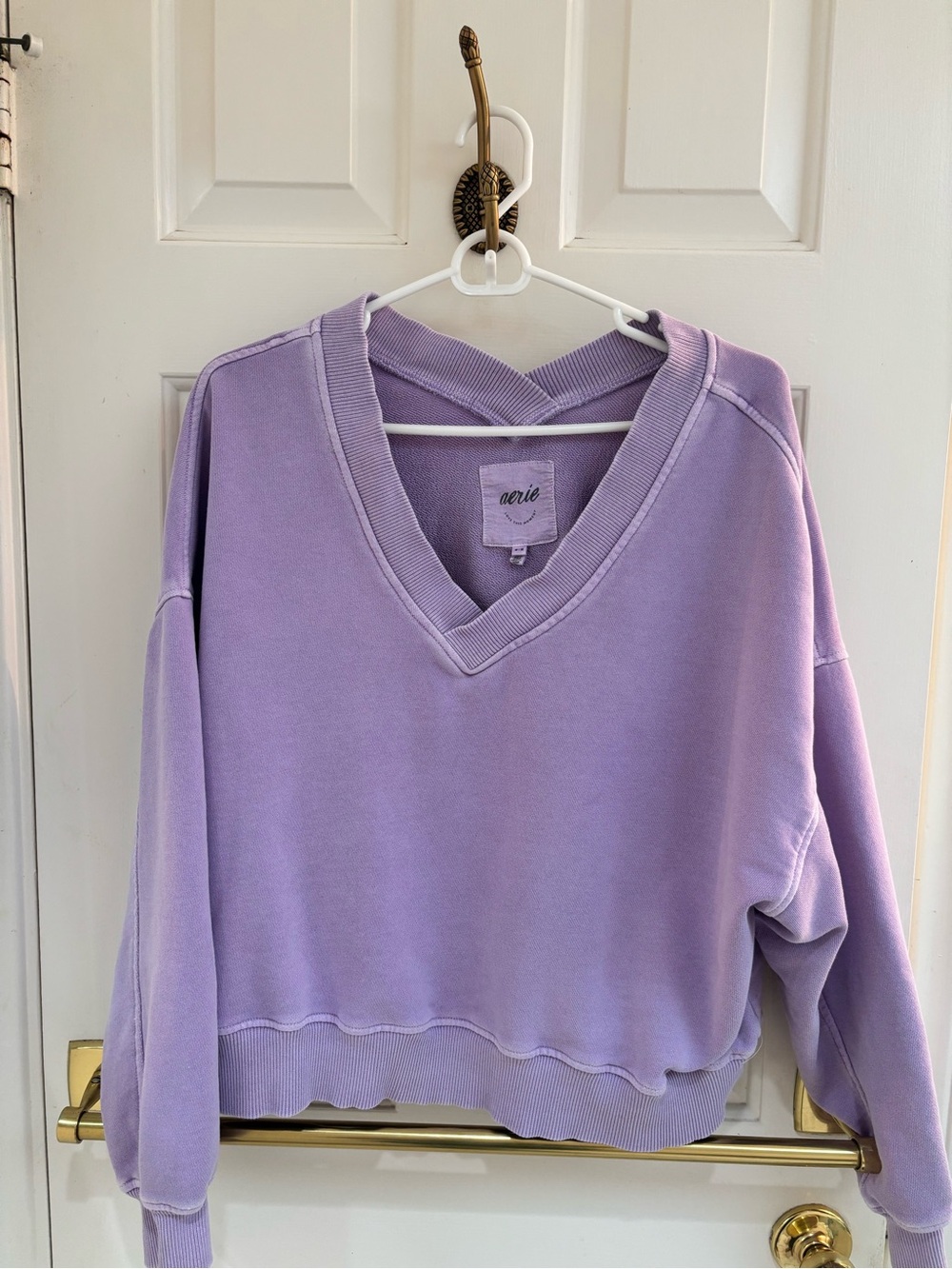 aerie Pastel Lavender V-Neck Pullover Sweatshirt